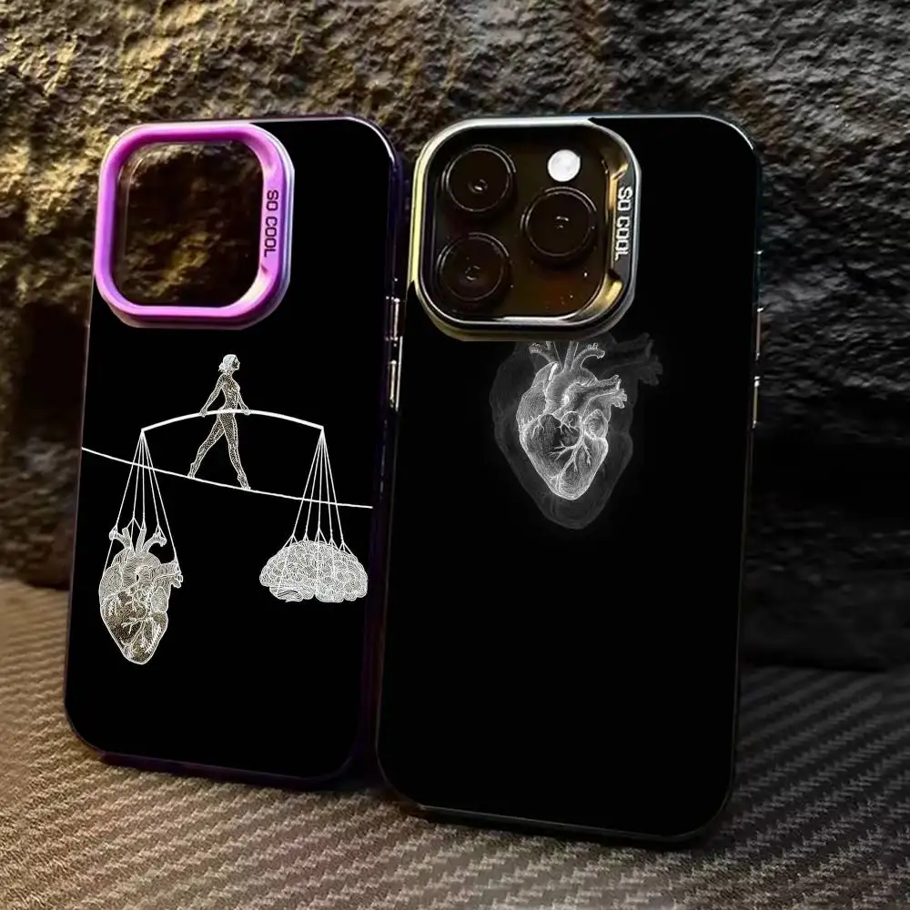

Medical Human Organs Brain Phone Case For iPhone 17 16 15 14 13 12 11 Pro Max Plus Silver Matte Black Cover