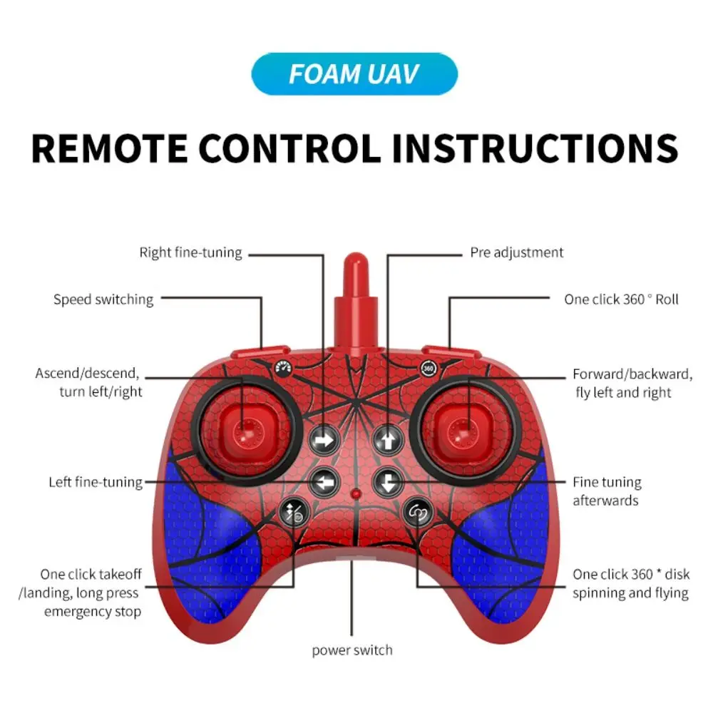 Foam Remote Control Plane Stunt Roll Crash Resistance Foam RC Airplanes Cool Light 2.4GHz 4CH RC Spider Quadcopter Kids Adults