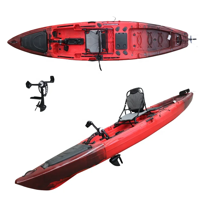 14ft Fishing Kayak Canoe with Propeller Pedal Drive Water Sport Canoa Lakes & Rivers & Ocean Canoe/kayak with Electric Motor