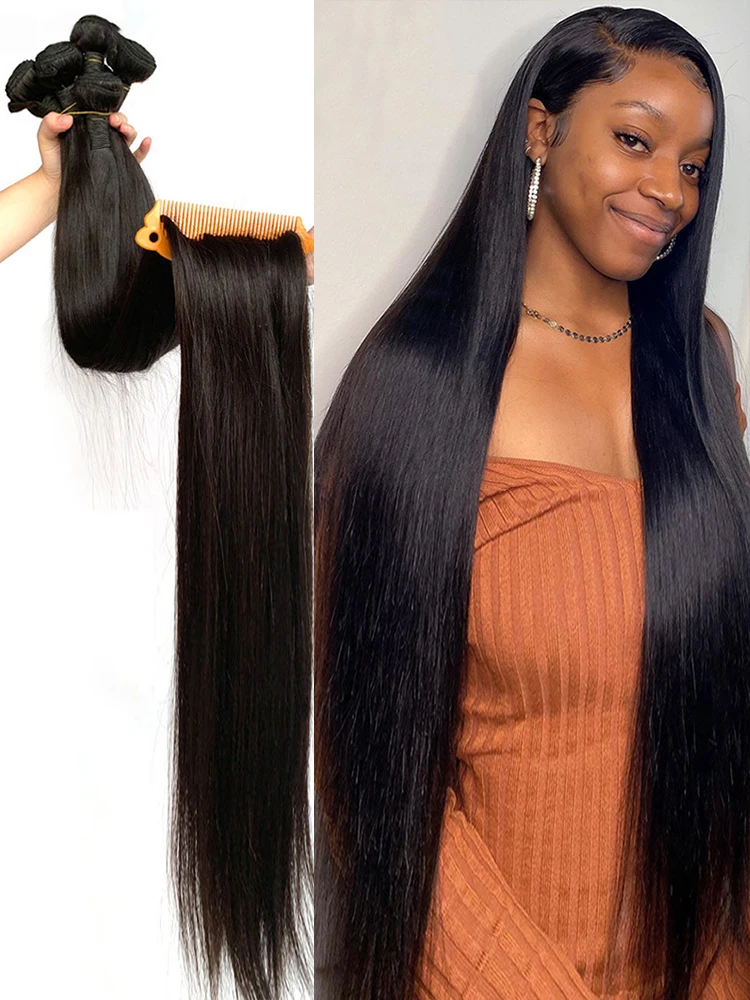 10A Straight Bundles Human Hair 16 18 20 Inch Brazilian 100% Unprocessed Virgin Weave 2/3/4 Natural Black Color