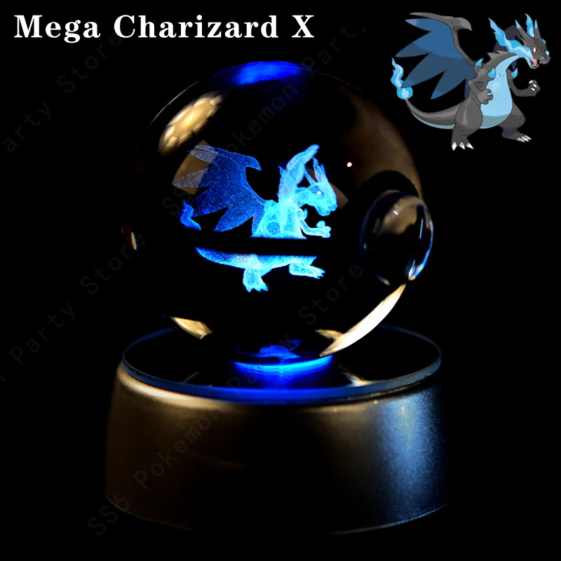 Pokemon Kristallen Bol 3D Pikachu Mewtwo Gengar Pokébal 3D Nachtlampje Glazen Beeldje Pokemon Kristallen Bol Kinderverjaardagscadeau