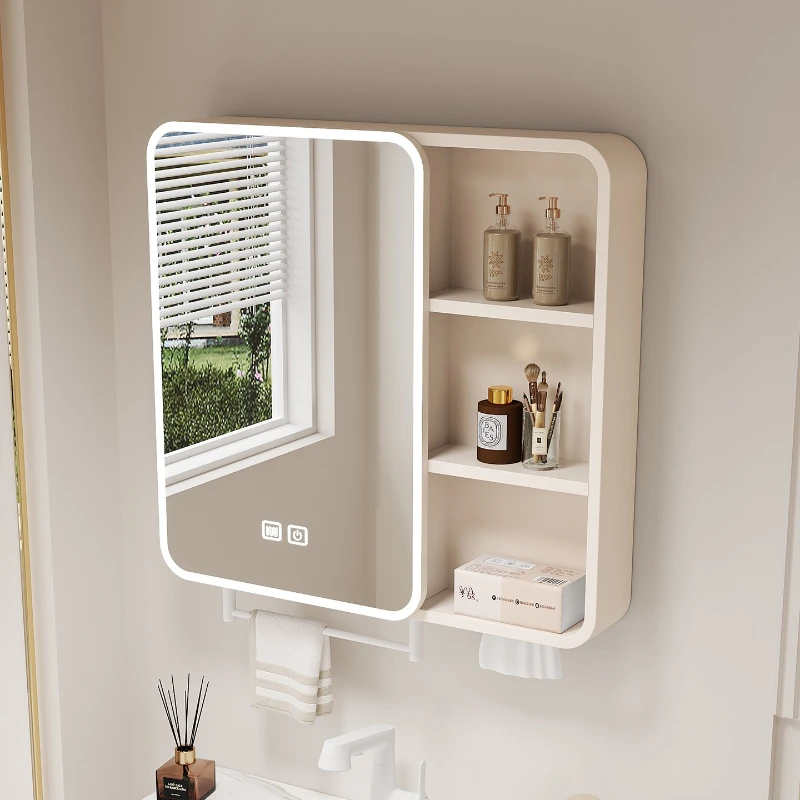 aluminum bathroom mirror cabinet wall-mounted arc separate toilet mirror box intelligent lighted banheiro armário furniture