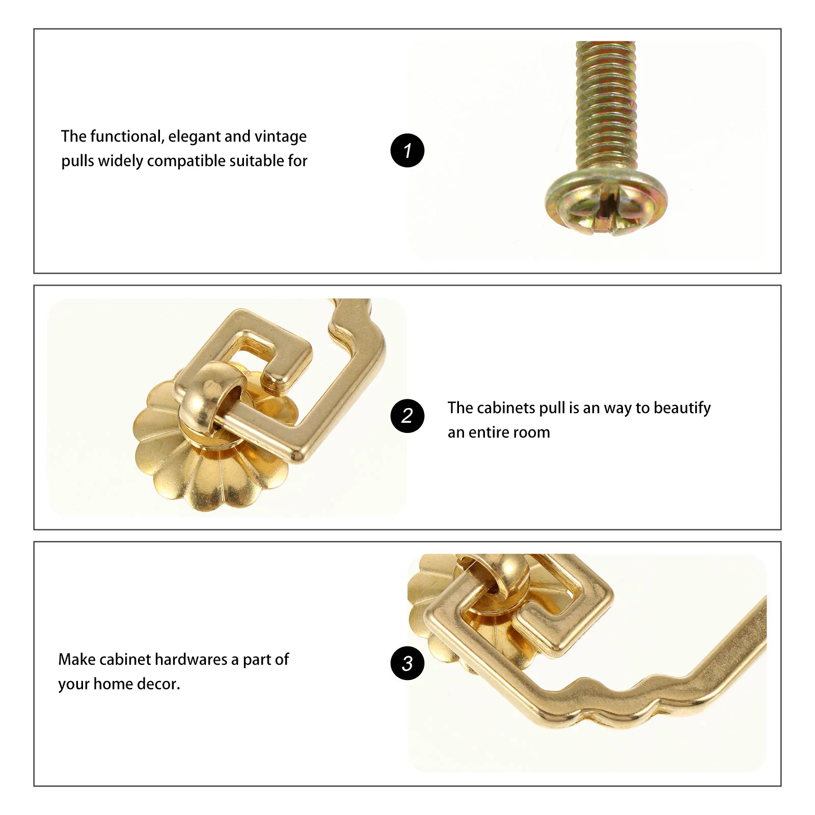 

2Pcs Copper Cabinet Handle Vintage Style Drawer Pulls for Kitchen Cupboard Wardrobe Door Furniture Decor Cabinet Handle