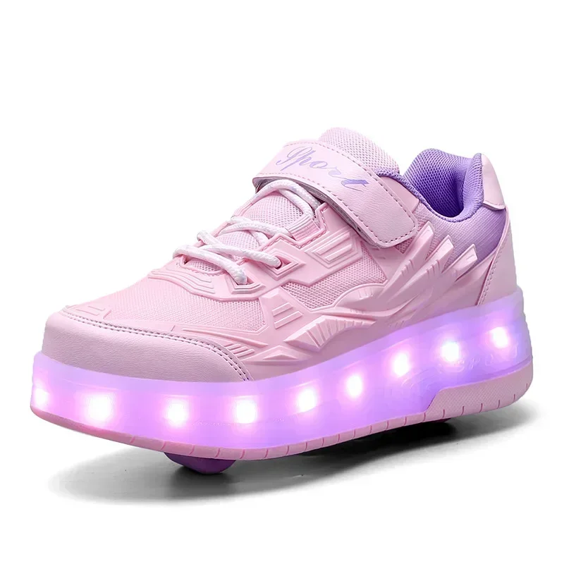 Kids Roller Skate Shoes Led Light Boys Girls Sneakers with 2 Wheels Sport Sneakers Christmas Birthday Children Show Gift