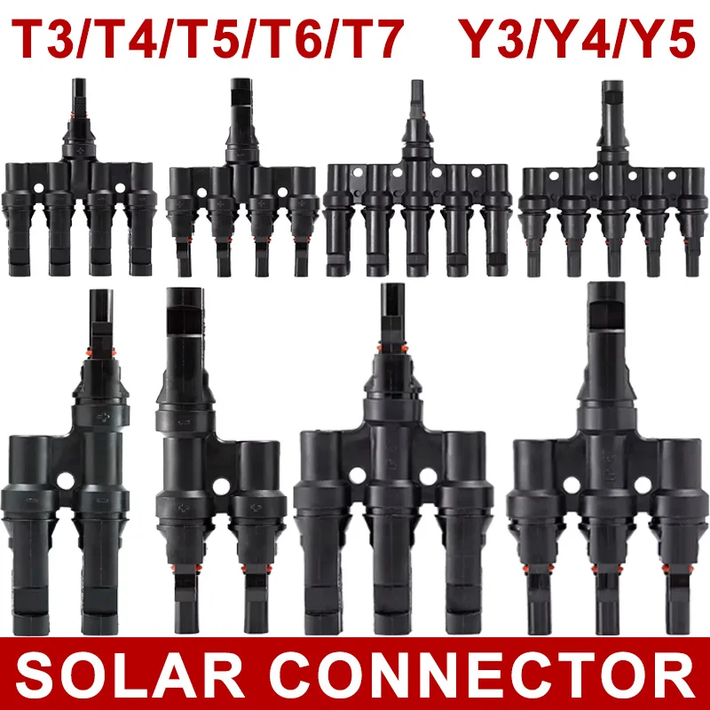 1Pair T Y Branch 1000V 30A Solar PV Connector 2/3/4/5/6 To 1 Branch Male Female Photovoltaic Connector for PV MC Cable