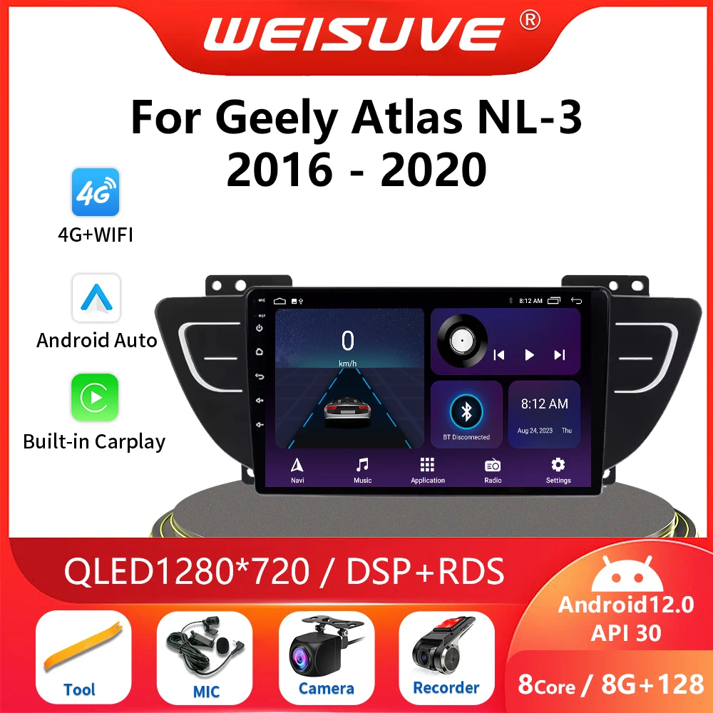 

Android 13 For Geely Atlas NL-3 2016-2020 Car Radio Multimedia Video Player Stereo Navigation GPS WIFI Auto Carplay 4G Head Unit