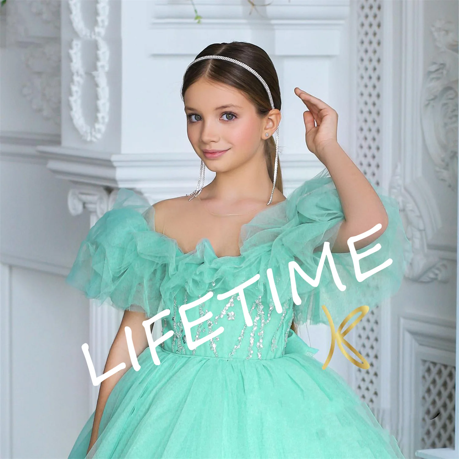 Green Flower Girl Dress Sequin Baby Girl Princess Puffy Wedding Party Dress First Communion Gown dresses Girl Birthday Dress