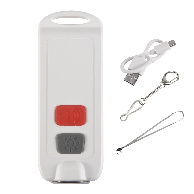 B03B-alarma personal, alarma de seguridad para mujeres con luz LED SOS, sirena de 130DB, dispositivo de sonido de llavero impermeable para niños mayores