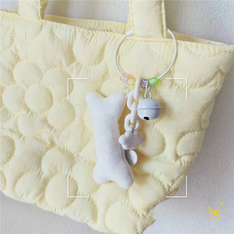 Cute Plush Animals Bone Keychain Creative Cartoon Stuffed Doll Key Holder Backpack Pendant Bag Decorations Accessories