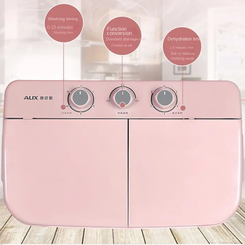 Small Appliances  Washing Twin-Tub Cylinder Drum Dormitory Household Small Mini Semi-automatic Washing Machine Lavadoras