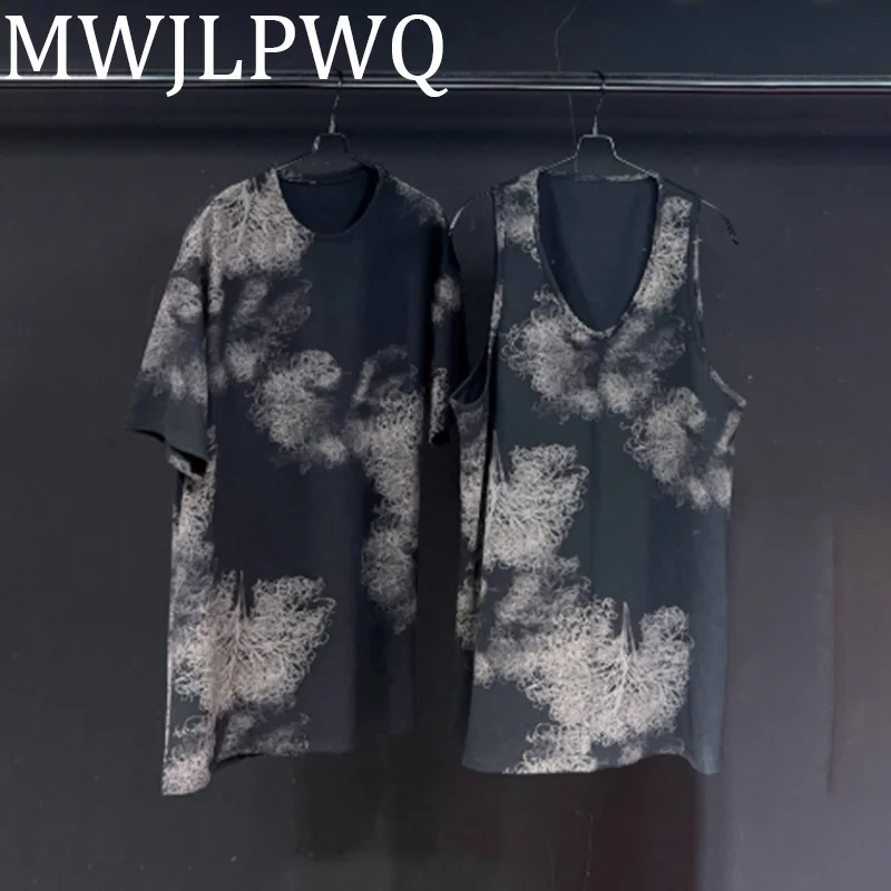 

MWJLPWQ Irregular Printed Casual T-shirts Men's High Street Short Sleeve High Street Loose Fashion Unisex Top 2025 Summer 010632