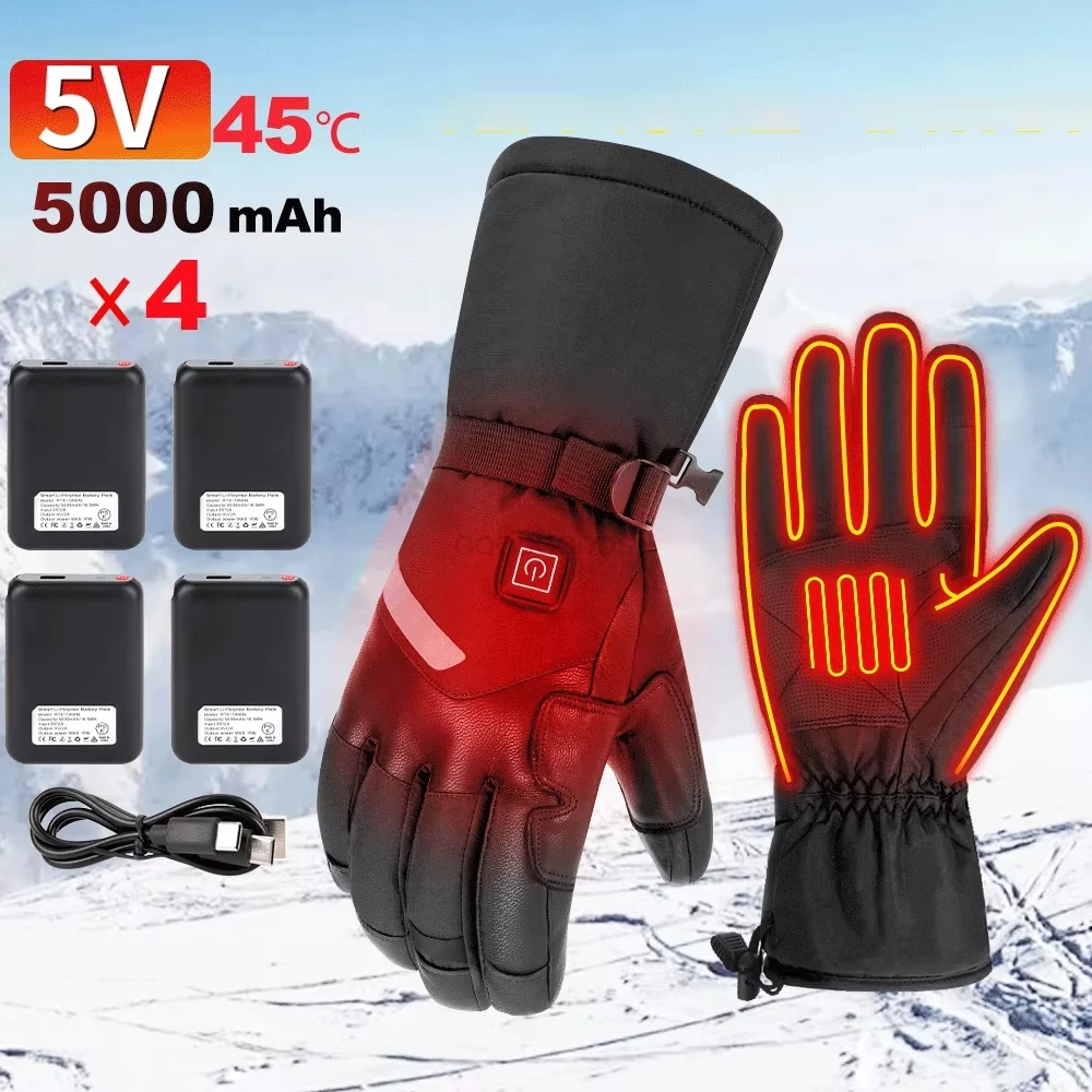 Heated Gloves for Men Women Rechargeable Electric Heated Glove Waterproof Ski Gloves Touchscreen Hand Warmer for Motorcycle