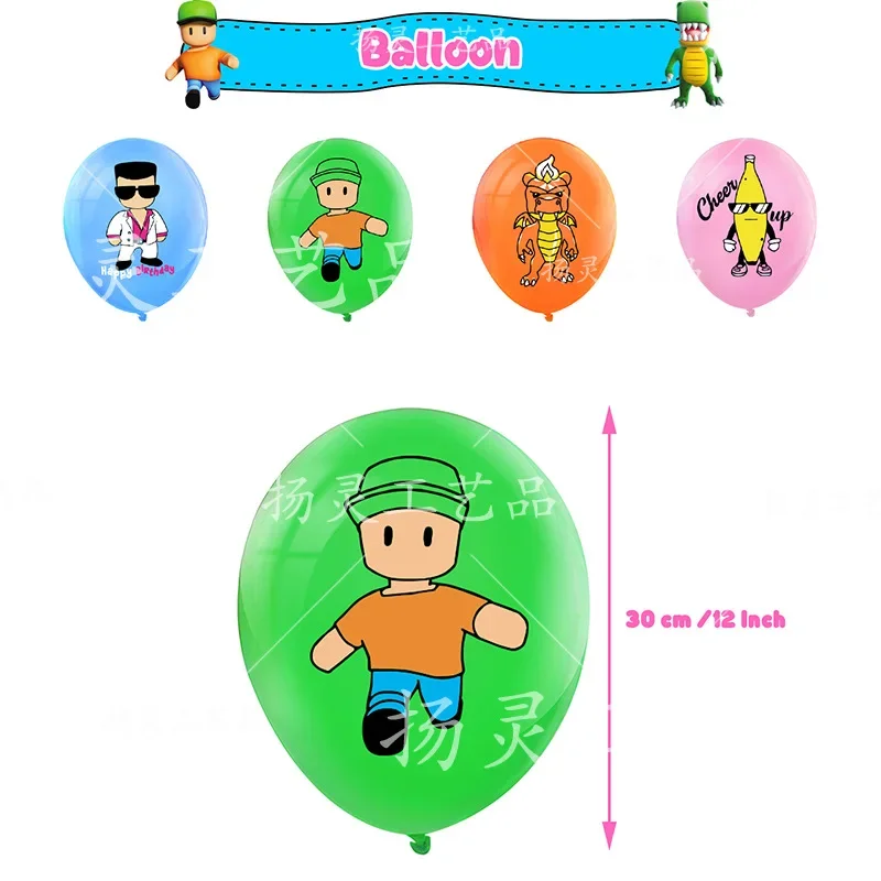 Cartoon Stumble Guys Theme DIY Balloons Party Supplies Birthday Banner Latex Balloon Decoration Cake Supplies Kid Toys gift