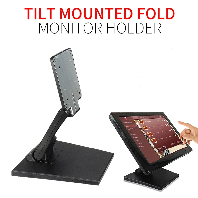 2X Tilt Mounted Fold Monitor Holder Vesa 10Inch-27Inch Lcd Display Press Screen Stand