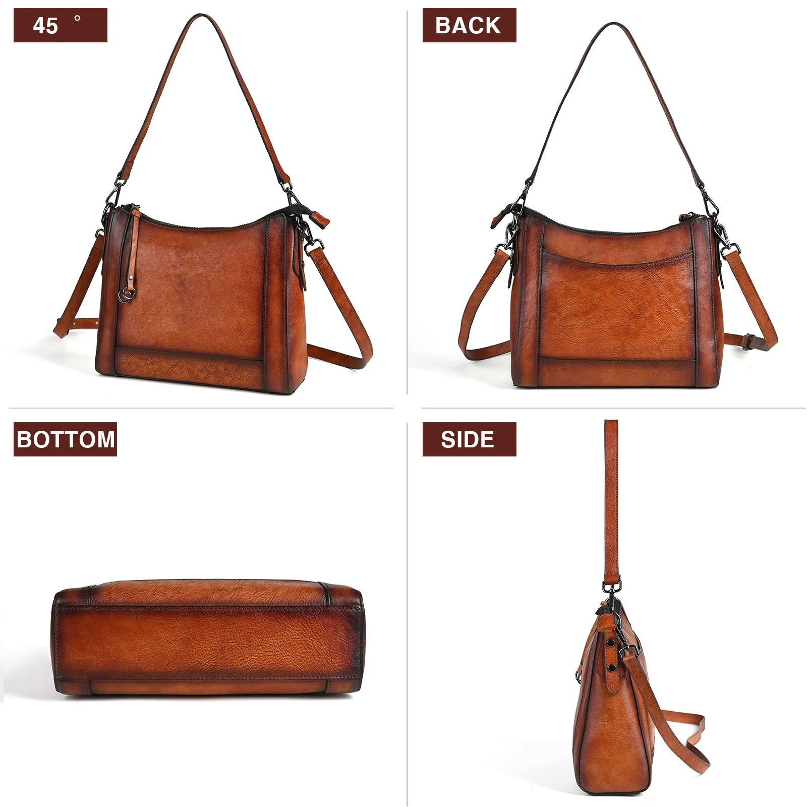 Motaora Hoge Kwaliteit Echt Lederen Crossbody Tassen Voor Dames Tas Tas Hobo Handtassen Dames Vintage Schoudertas 2024 Nieuw