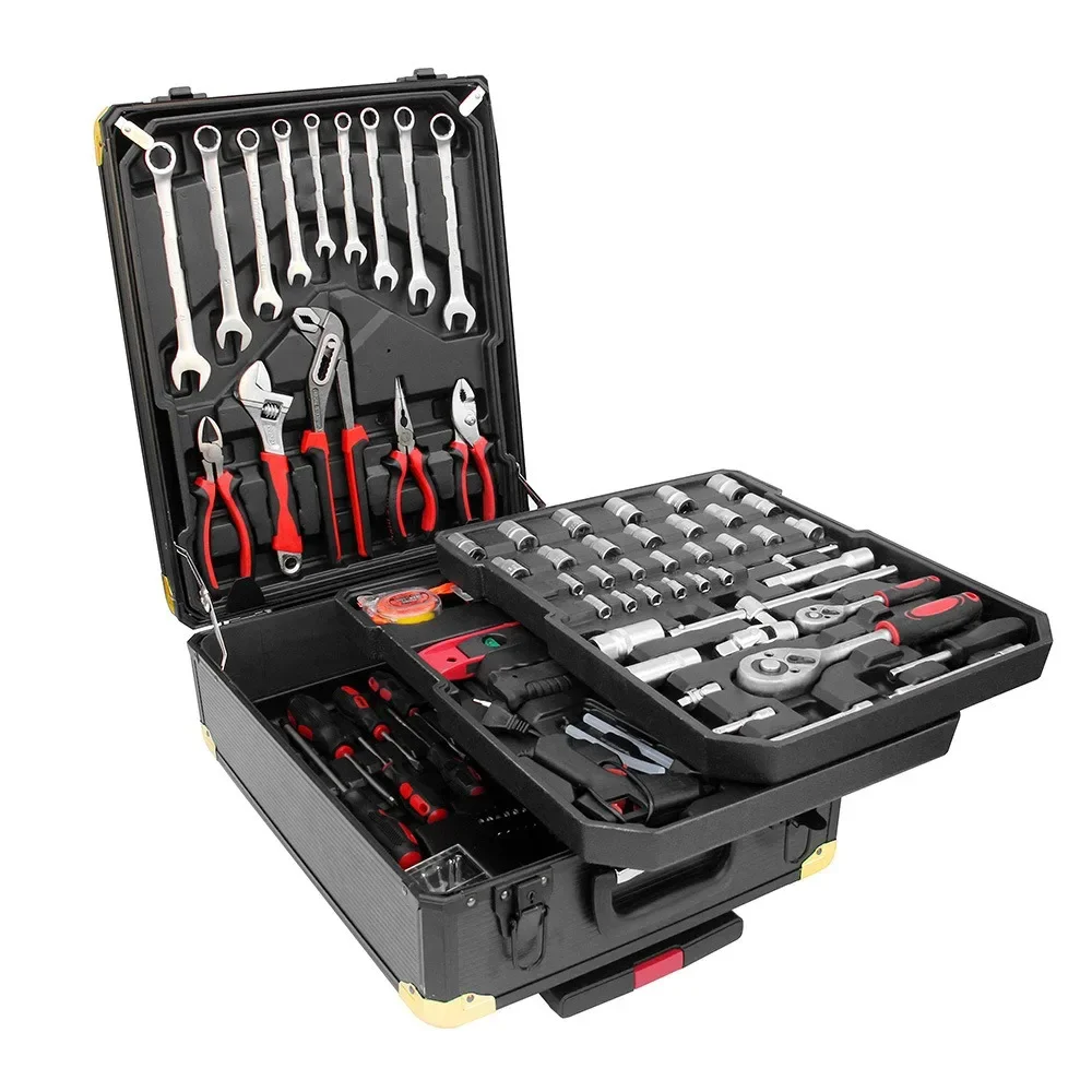 Carbon Steel 399 Pieces Household Hardware Tools Combination Kit Auto Repair Machine Repair Aluminum Trolley Case Sleeve Wrench