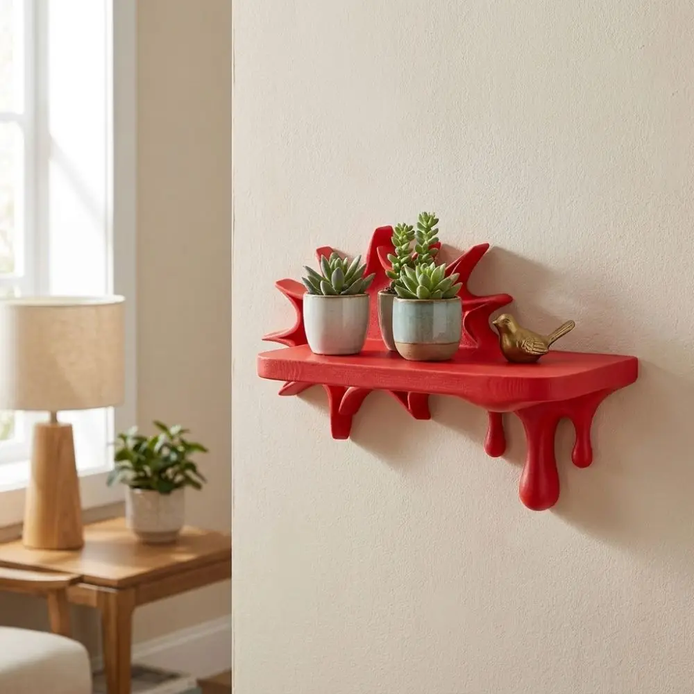 3D Printed Burst Dripping Shape Wall Shelf Irregular Shape Wall-Mounted Melting Display Rack Melting Plastic Floating Wall Stand