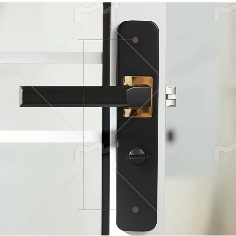 

1 дверной замок из алюминиевого сплава с 2 ручками, подходит для ванной комнаты, кухонной двери/спальни и комнаты, простота установки