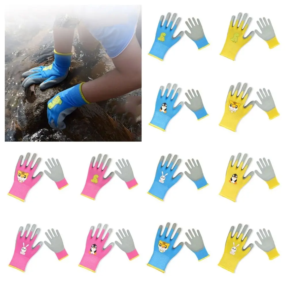 Pink Non-Slip Kid Gardening Gloves Breathable Animal Pattern Garden Work Gloves  Collect Seashells Children Protective Glove