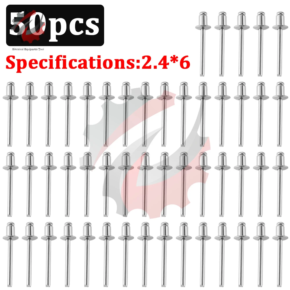 50PCS Pop Rivets Aluminum 2.4*6  3.2*6 4.0*6 4.8*8 Open End Type Corrosion Acid Resistance Rivets Exhaust Rivets High-quality