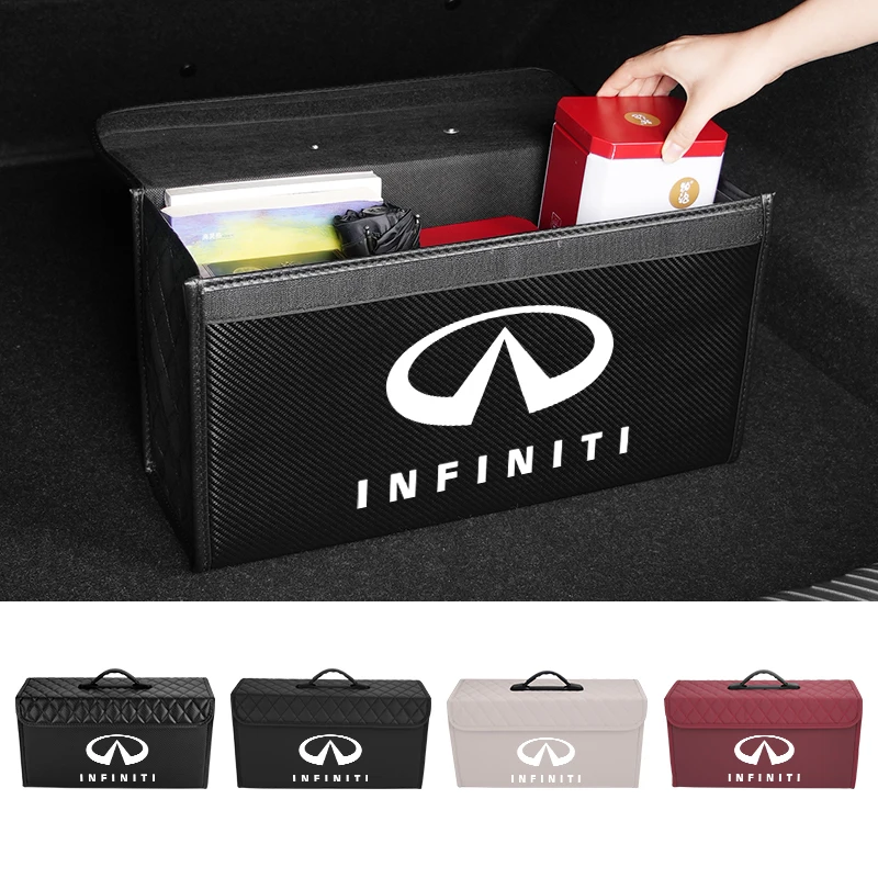 

Car Organiser Travel Bag Leather Trunk Organiser Portable Collapsible For Infiniti Q50 FX35 Q30 G37 Q70 QX70 G35 Q60 QX50 QX60 Q