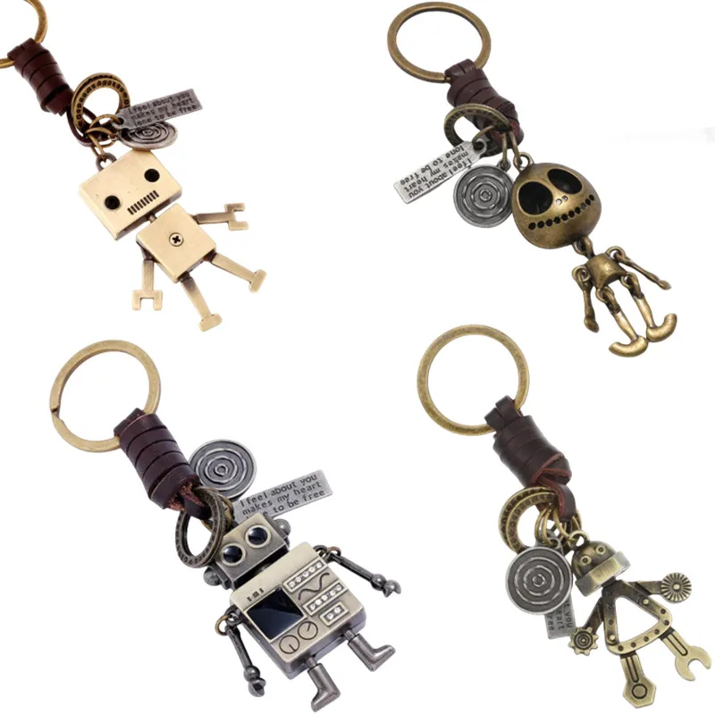 New Keychain Bear Robot Keychain For Women Punk Creed Vintage Jewelry Metal Birthday GiftS