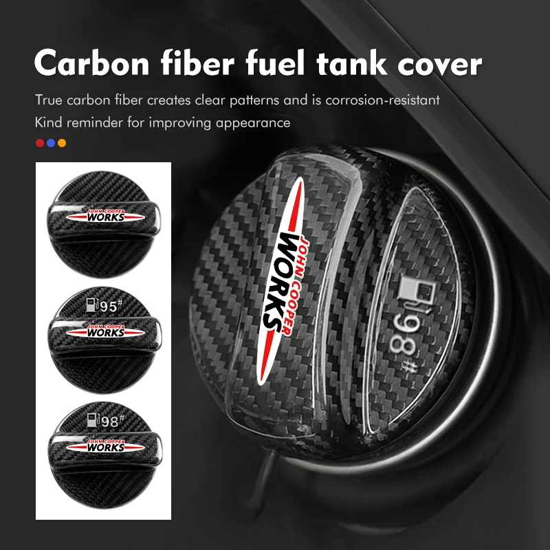 Tampa do tanque do carro de fibra carbono tanque combustível óleo capa guarnição acessórios para mini r56 f54 f57 r70 jcw f60 f55 john cooper funciona