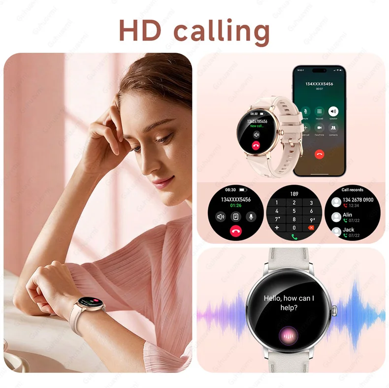 Neue 1,19" Ultra-Dünne Damen Smartwatch in Rosa mit Bluetooth-Anruffunktion, Anpassbaren Zifferblättern, Herzfrequenz- und Schlafüberwachung, Sportfunktionen und Uhrwerk – Detail 12
