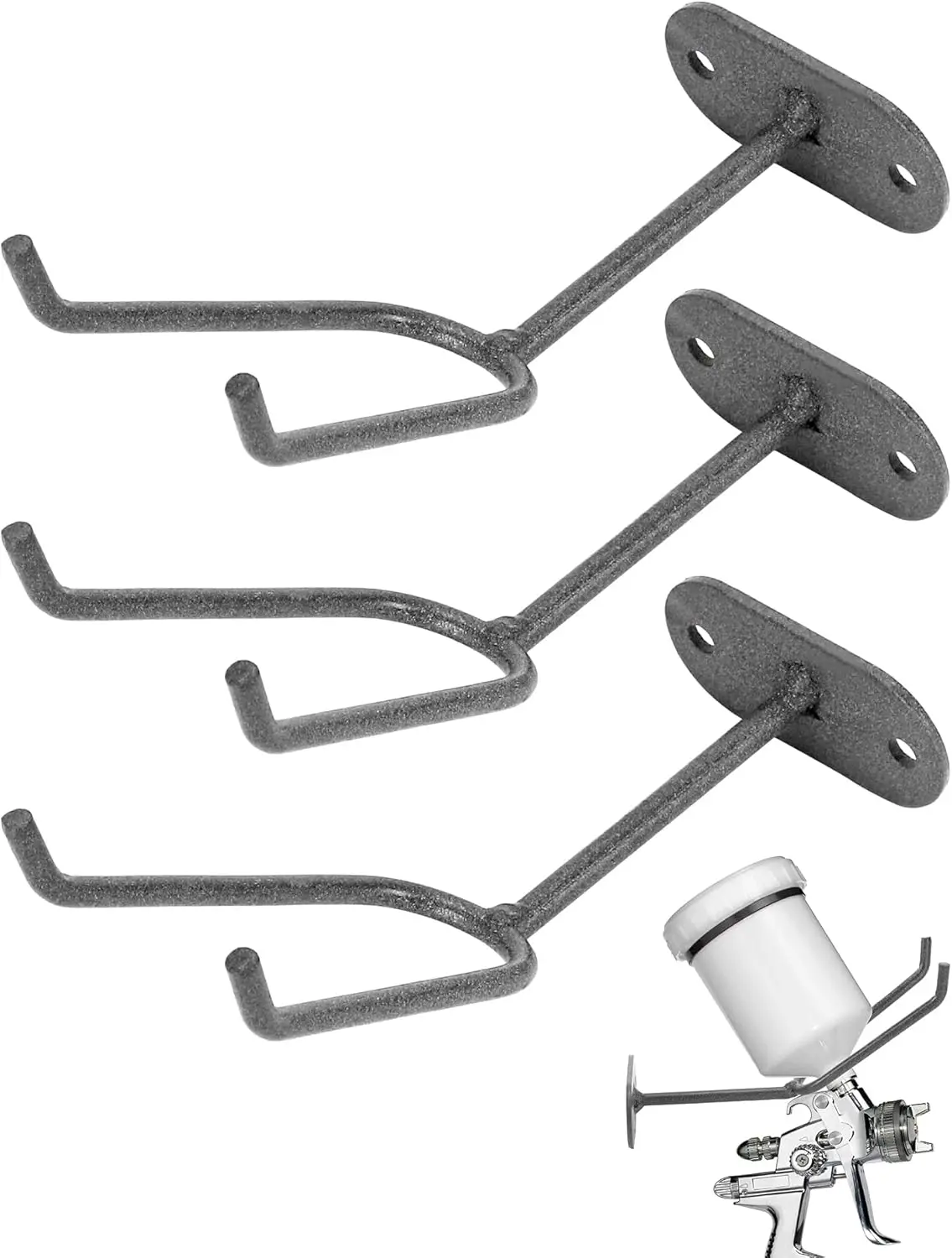 

Heavy Duty Wall Mount Gravity Feed Spray Gun Holder, 3 Pcs, Compatible with Most Paint Spray Guns for Spray Booths and Workstations