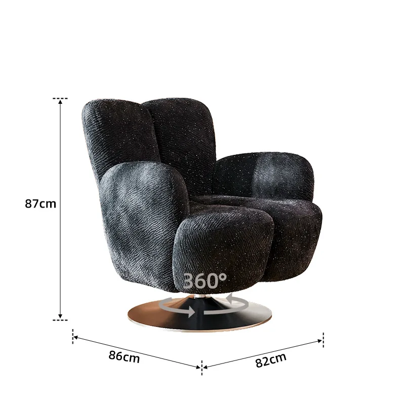 

!@！@Italian Minimalist Sofa Chair Living Room Bedroom Balcony Lazy Sofa Designer's Starry Sky Fabric Rotating Chair