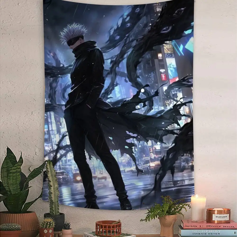 Jujutsu Kaisen Satoru Gojo Chart Tapestry Art Science Fiction Room Home Decor Cheap Hippie Wall Hanging