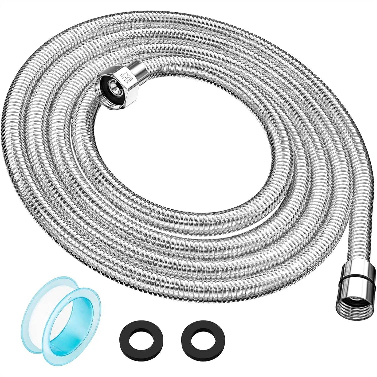 

118 Inch Extra Long Shower Hose, 304 Stainless Steel Handheld Replacement with G1/2 Universal Connectors