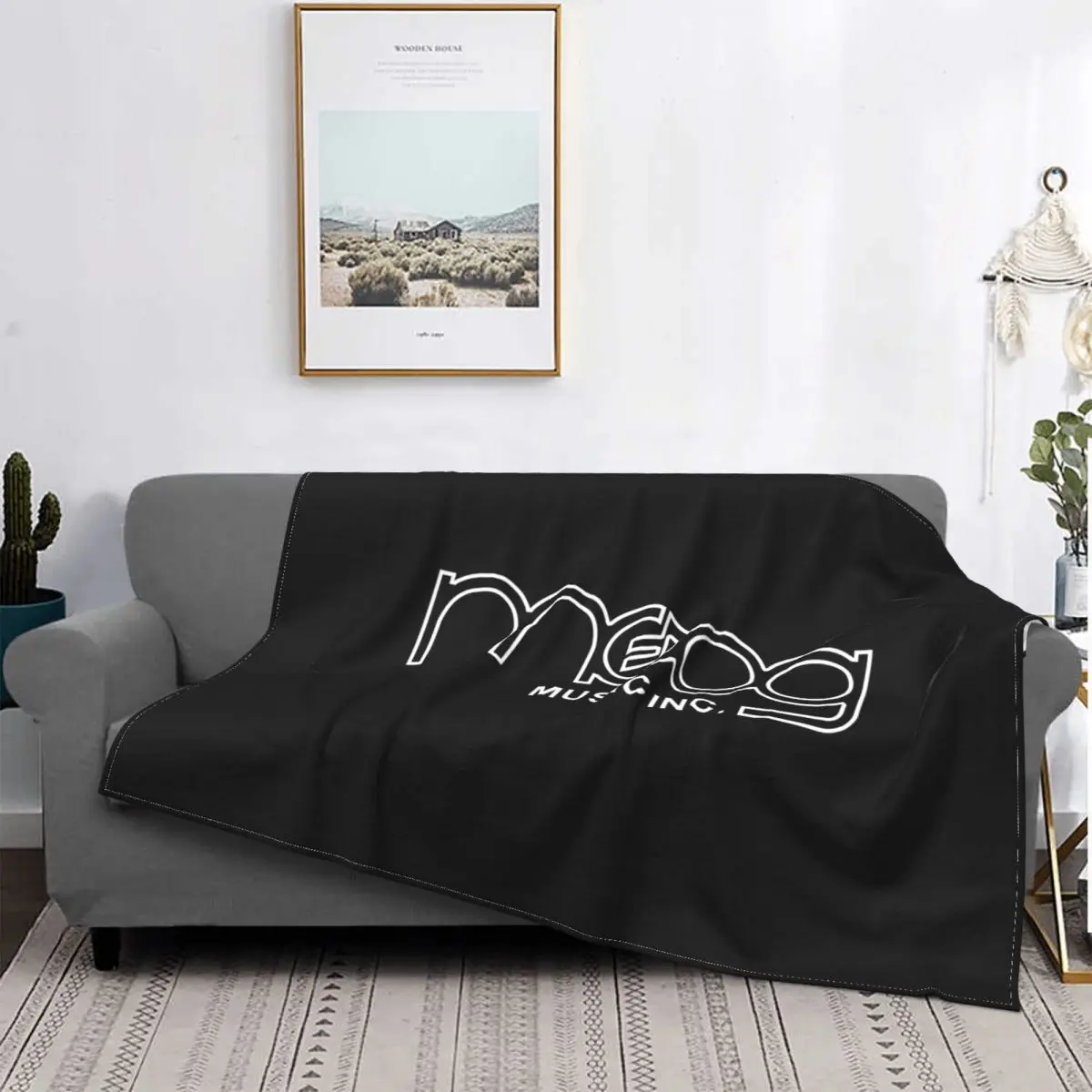 Moog-Manta con logotipo de instrumento Musical, ropa de cama cómoda, gruesa, informal, decorativa para sofá