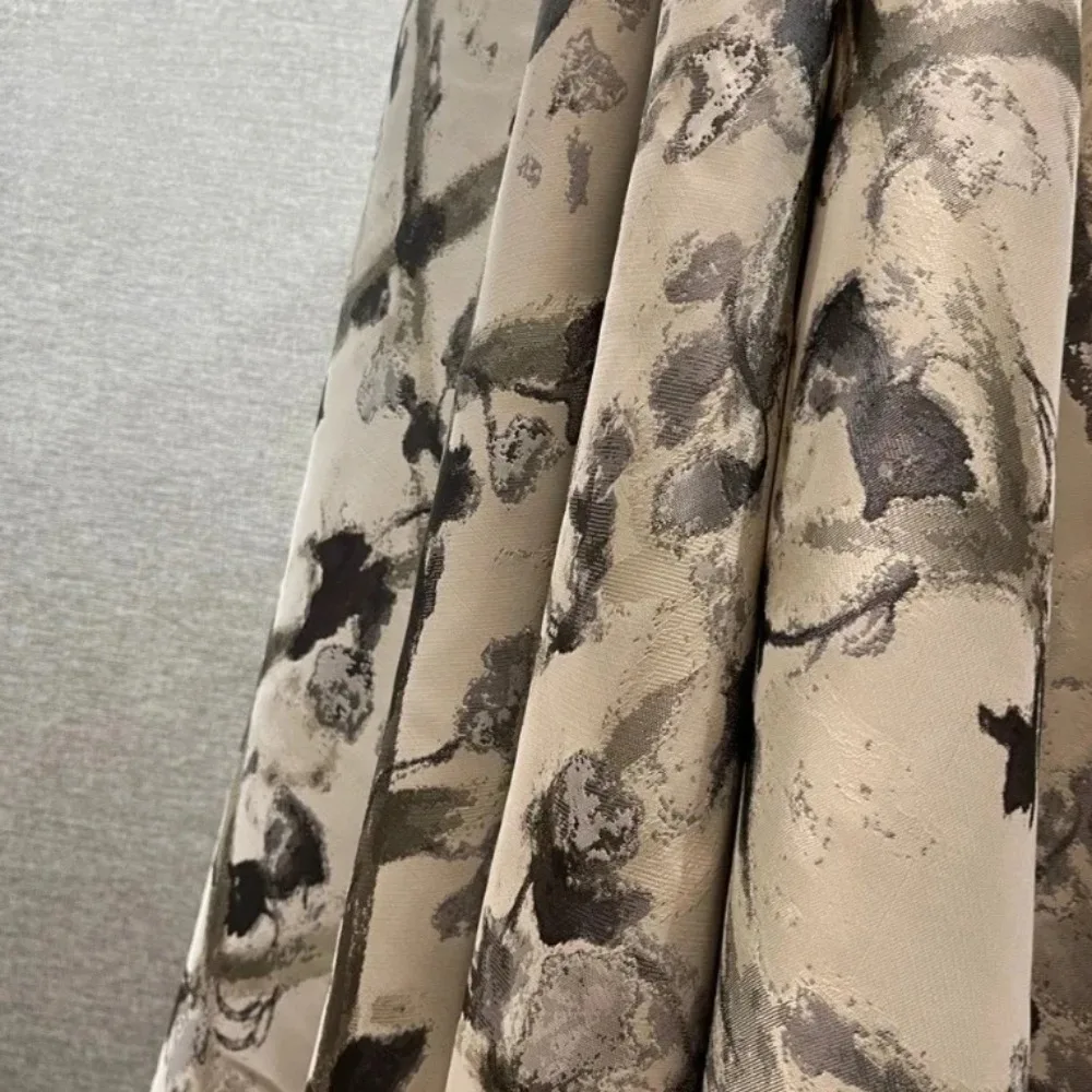 New Abstract Pattern Curtains Hard Wrapped Fabric Light Luxury Postmodern Drapes for Living Room Dining Bedroom Artistic Decor
