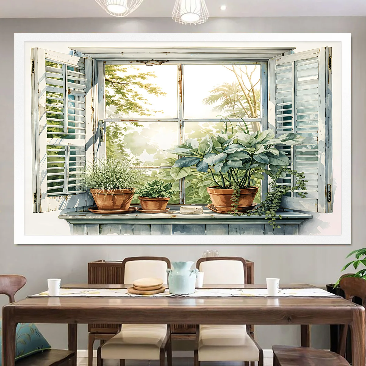 1pc Window Scenery Green Plant Printing Pvc Simulation 2d Flat Wall Stickers Multi Size Living Room Bedroom Wall Art Decoration view 3