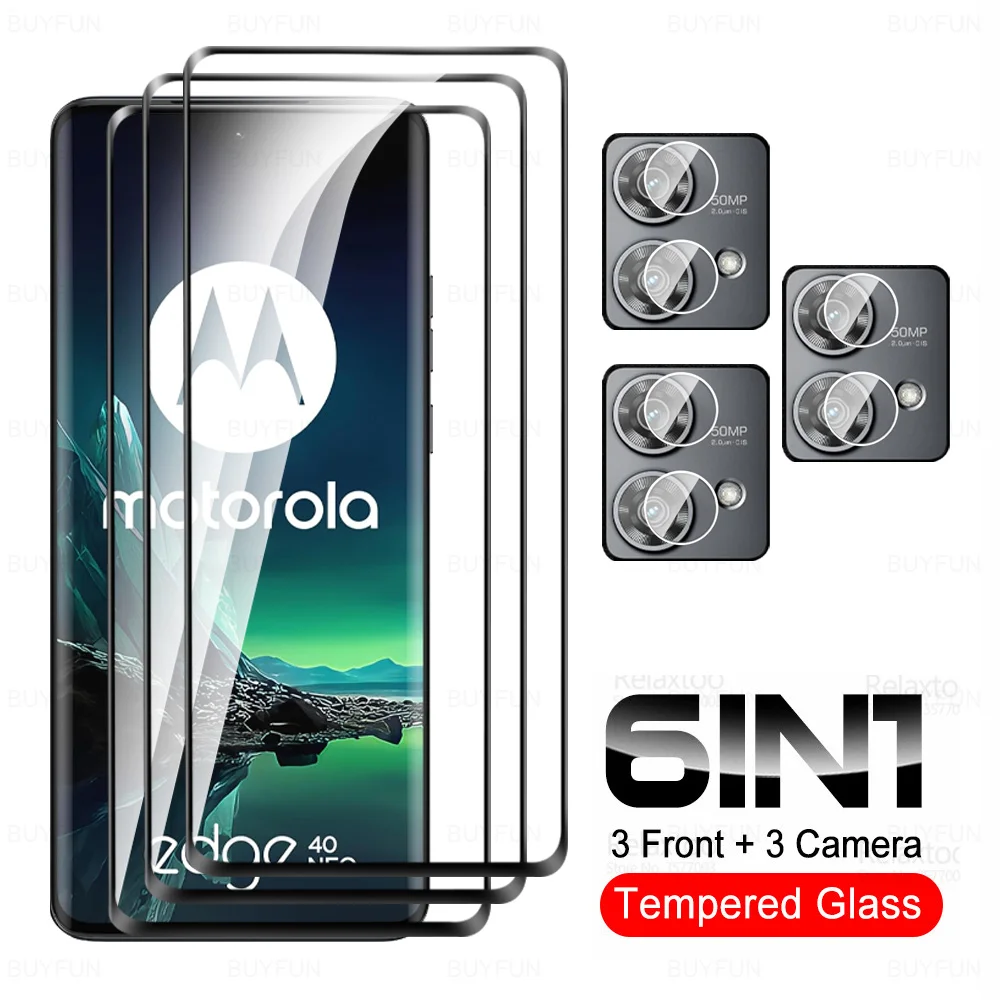 6To1 For Motorola Edge 40 Neo 5G Curved Tempered Glass Moto Rola Edge40 Neo Camera Glass Edge40Neo 40Neo Lens Screen Protector