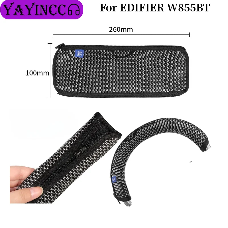 

Replacement Headband Cover For EDIFIER W855BT Headphones Mesh fabric zipper head beam protective cover