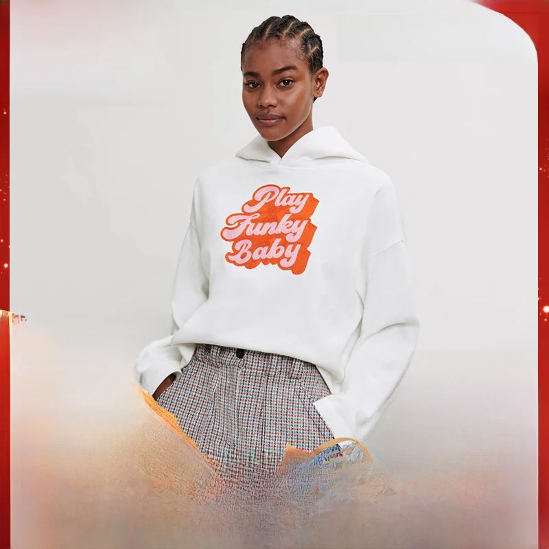 

MaSandeM Early Spring Ретро-толстовка с капюшоном и принтом, с завязками, длинными рукавами и рукавами-крылышками