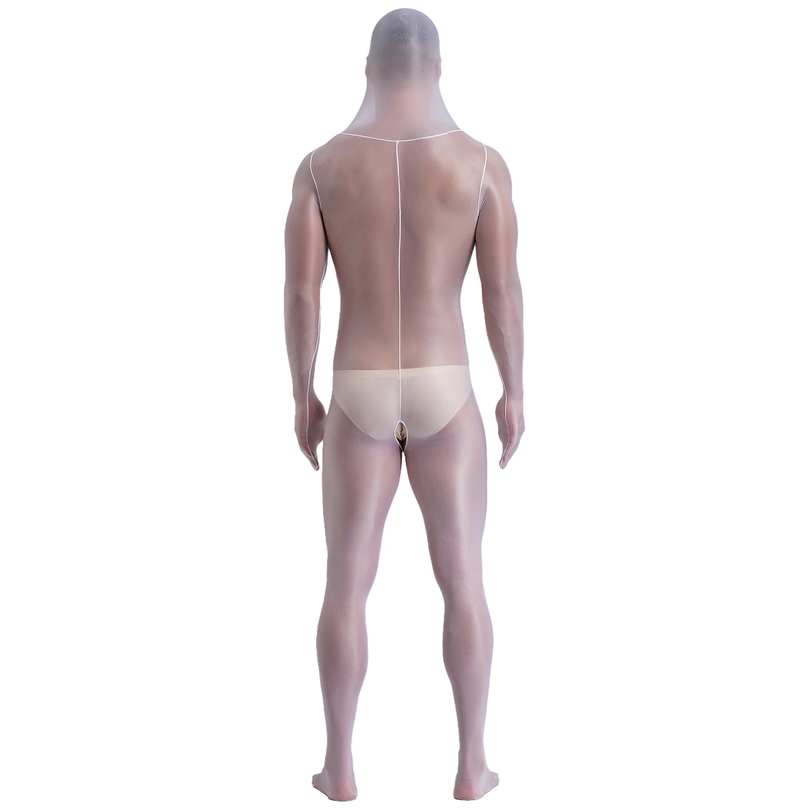 Lingerie da uomo See Through Body che copre tutto il corpo con guanti con apertura sul cavallo Sexy calze con piedi tuta con cappuccio Catsuit