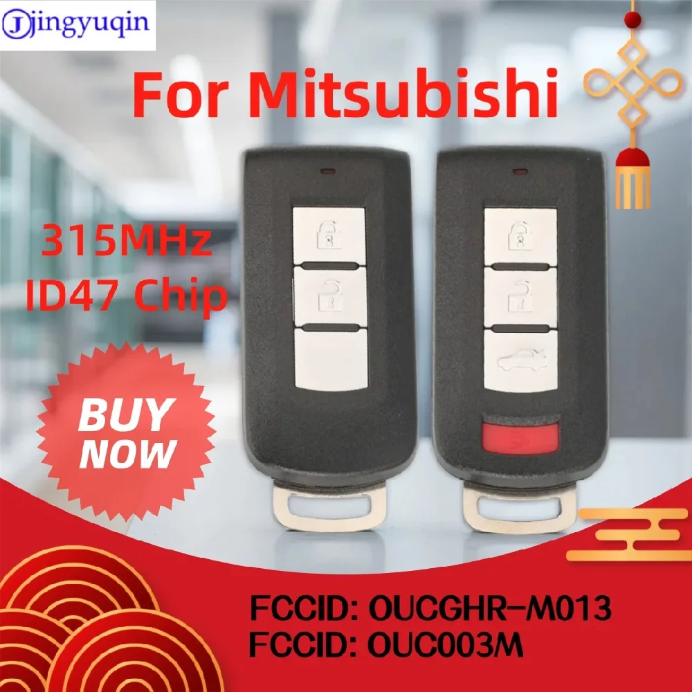 jingyuqin 2/4 Buttons For Mitsubishi Eclipse Cross 315Mhz FSK ID47 Chip FCCID: OUCGHR-M013/OUC003M Smart card remote car key