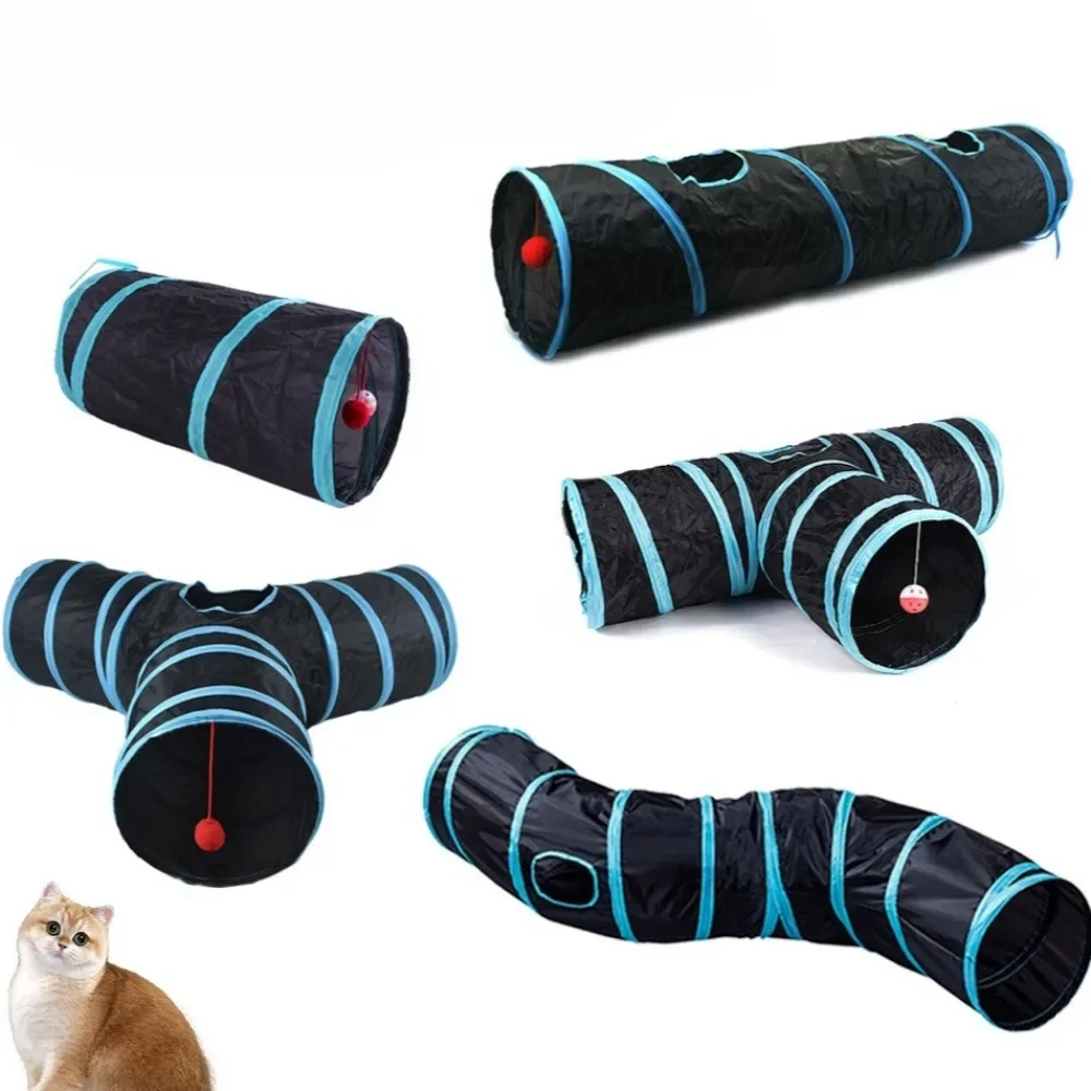 Cat Tunnel Toy Foldable Collapsible Interactive Tube with Peep Hole Ball Indoor Kitten Play Tunnel Boredom Relief Pet Supplies