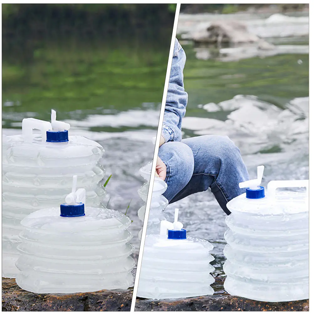 

2pcs Portable Bags No-Leak Foldable Water Buckets For Outdoor Camping Hiking Light Weight Large Capacity Water Storage Kettle