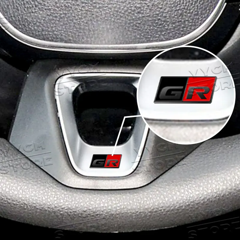 3D Logo GR Sport Steering Wheel Badge Car Emblem For Toyota 86 CHR RAV4 Corolla Cross Hilux Yaris GR Sport Sticker Accessries