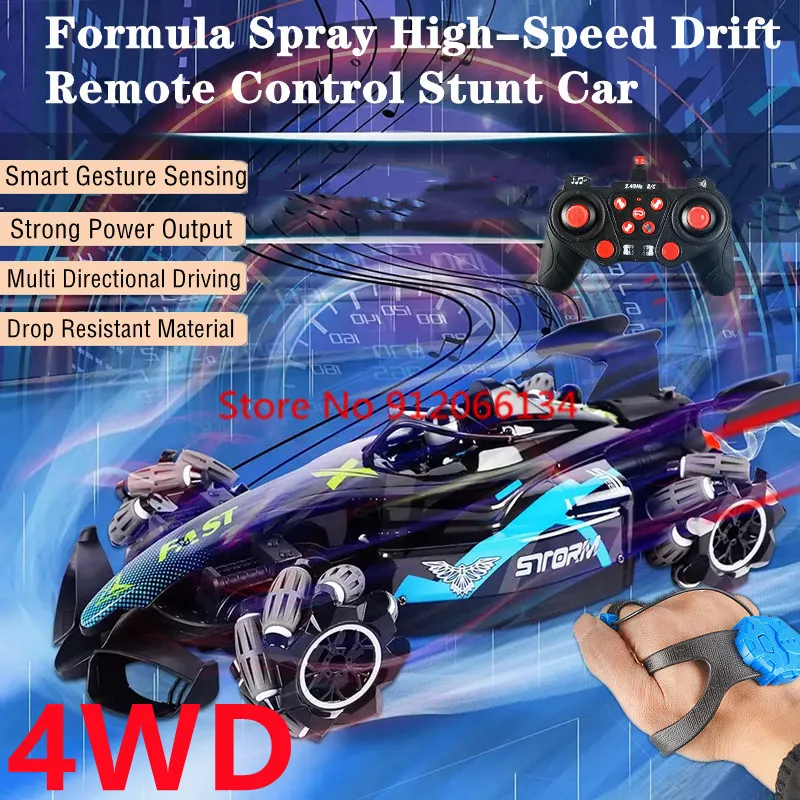 Profession Formula High-Speed Watch Sensing Dual RC Racing Car 4WD Spray Lateral Driving Cool Lighting Remote Control Stunt Car