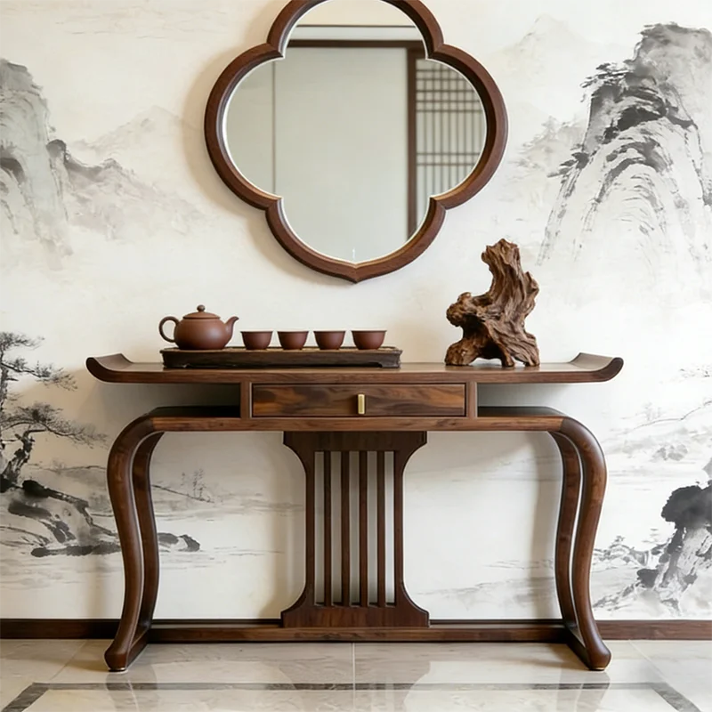 Vintage Storage Console Table Rattan Nordic Modern Luxury Console Table Aesthetic Mid Century Meuble Salon Living Room Furniture