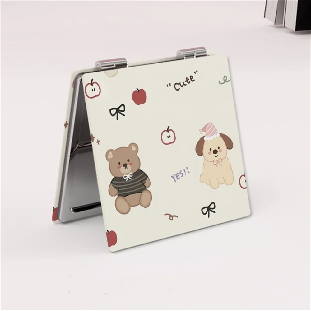 Cute Makeup Mirror Student Women Girls Small Handheld Makeup Mirror Double-Sided Foldable Pocket Vanity Mirrors