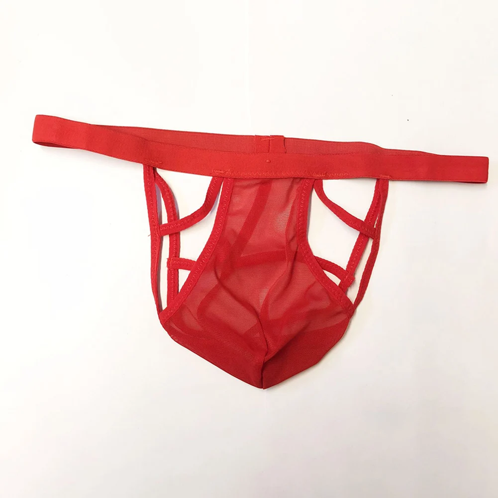 

Sexy Men Sissy Jockstrap Briefs Ultra-thin Mesh Breathable Underwear Backless Pouch Thong Transparent Bikini Erotic Panties