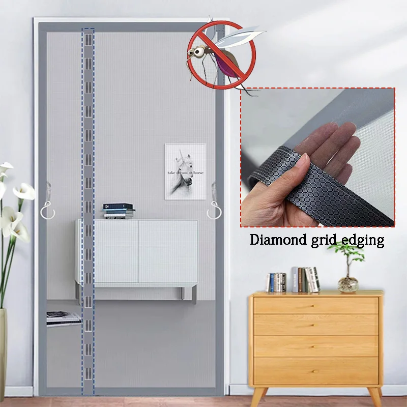 Magnetic Mosquito Proof Door Curtain Side Opening Self-Adhesive Invisible Partition Net for Household Bug Screen