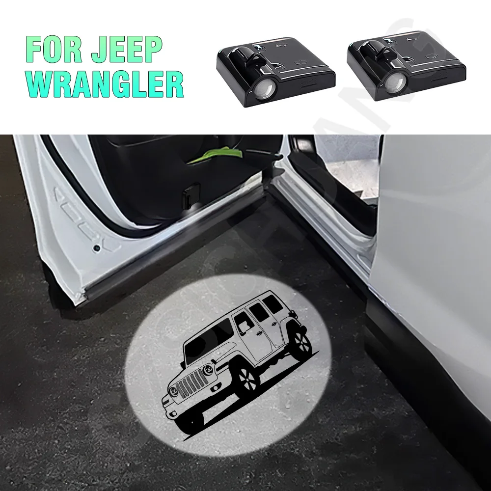 LED Car Logo Door Light Projector For Jeep Wrangler JK 2007 2008 2009 2010 2011 2012-2024 Door Welcome Sign Light Accessories ﻿