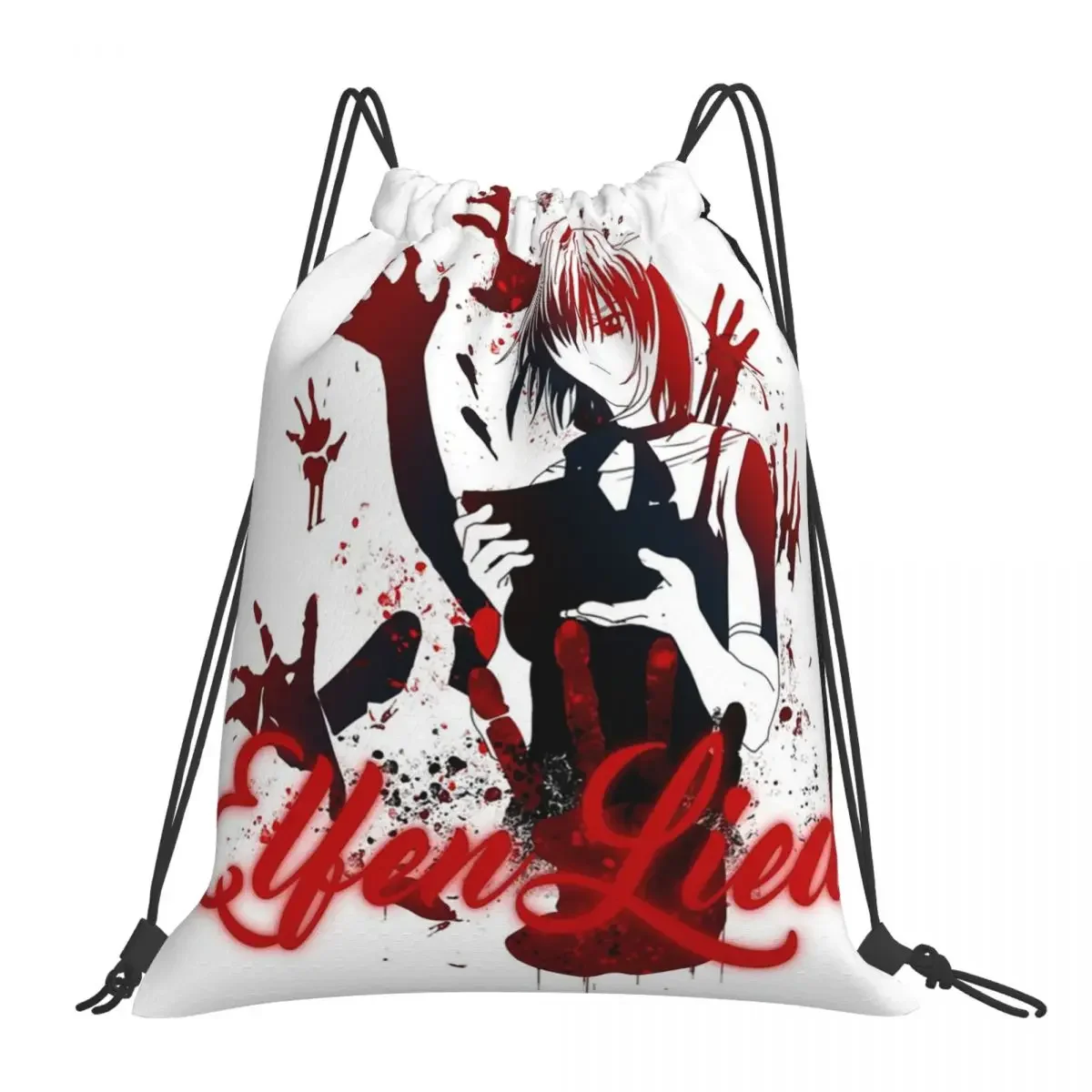 

Elfen Lied Backpacks Multi-function Portable Drawstring Bags Drawstring Bundle Pocket Shoes Bag BookBag For Man Woman School